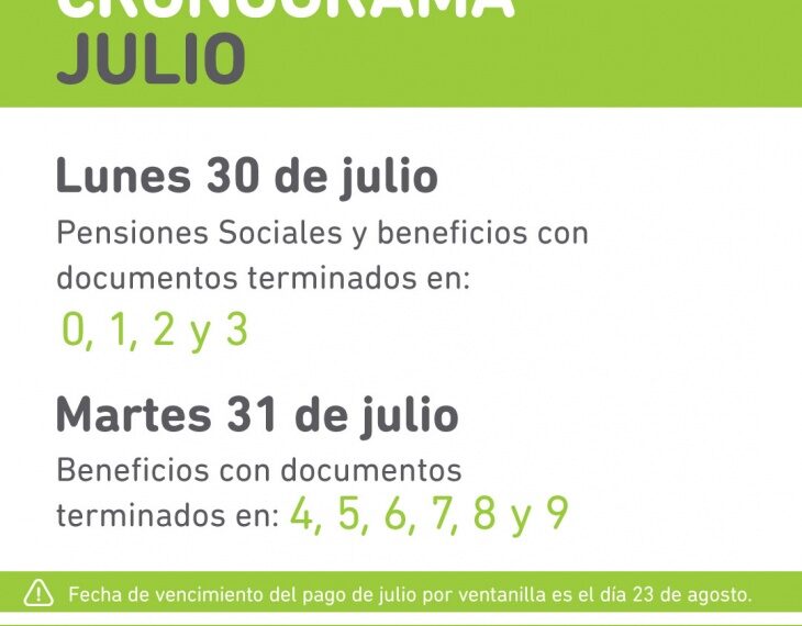 El IPS informó que a partir de este 30 de julio se cobrarán los haberes para jubilados y pensionados