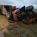 Salió despedido y salvó su vida en un vuelco de un camión en la Ruta 33
