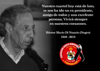 Héctor Mario DI NUNZIO (“Negro”) Q.E.P.D.: Falleció en  Tornquist el 13 de Agosto de 2018 a los 69 años de edad