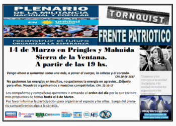 Unidad Ciudadana realizará un plenario en Sierra de la Ventana