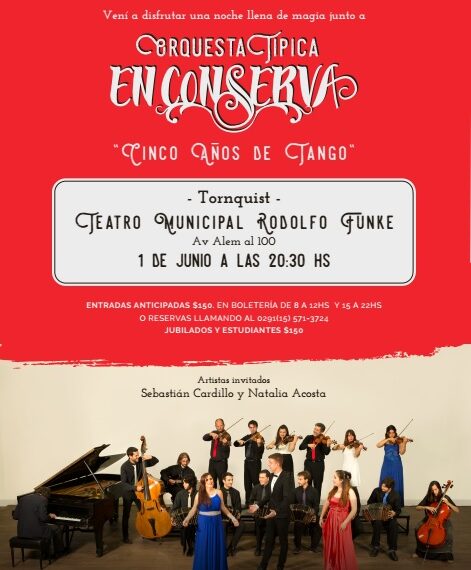 La orquesta típica en conserva se presentará en el Teatro Rodolfo Funke