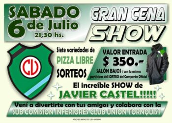 6 de julio: Cena Show en el Club Unión