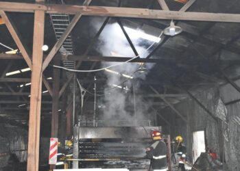 Se produjo un incendio en una fábrica de chapas (video y fotos)