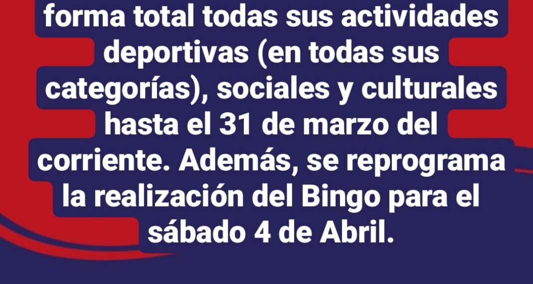 Automoto suspende las actividades deportivas y reprograma el Bingo