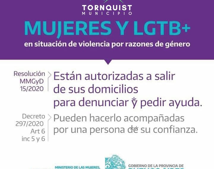 El Ministerio de las Mujeres, Géneros y Diversidad de la Nación exceptúa a las víctimas de violencia del aislamiento para realizar denuncias
