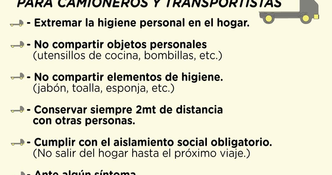 Protocolo de acción para transportistas durante la pandemia
