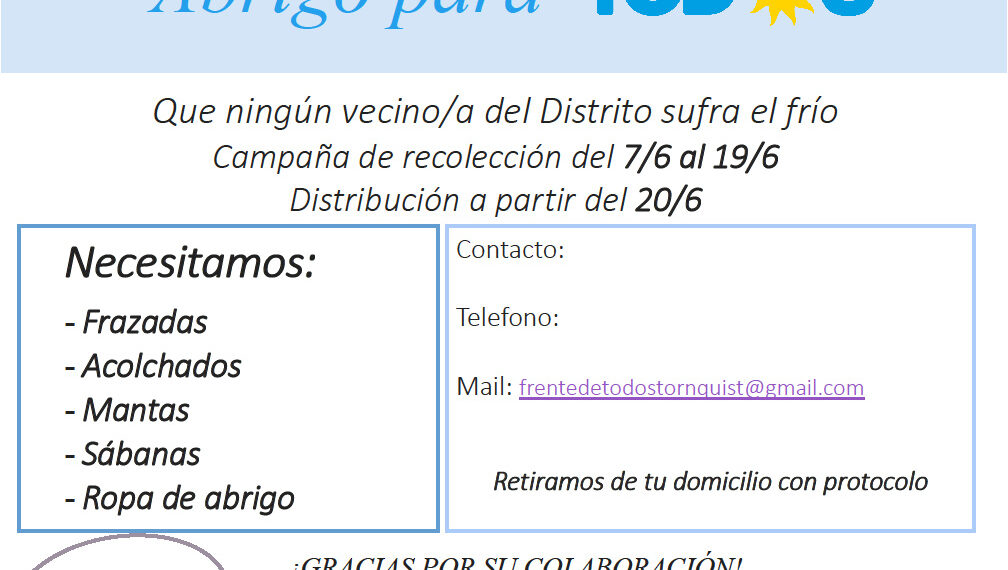 Se realiza en el distrito la campaña “Abrigo para Todos”