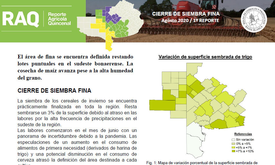 1º Reporte de Siembra fina