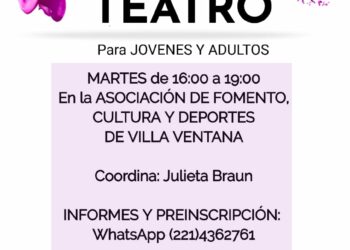 Dictarán un taller de teatro para jóvenes y adultos en Villa Ventana