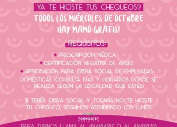 Octubre Rosa: se realizarán mamografías gratuitas 