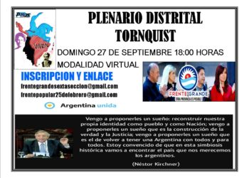 El Frente Grande y el Frente 25 de febrero convocan a un plenario distrital con modalidad virtual