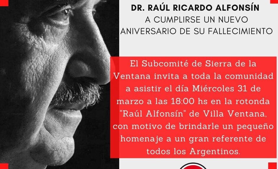 Homenaje a Raúl Alfonsín al cumplirse un nuevo aniversario de su fallecimiento