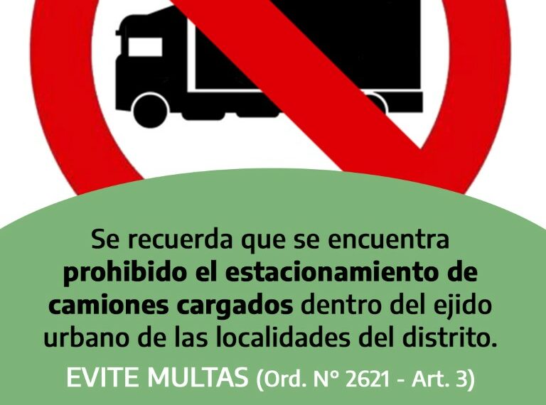 Recuerdan que está prohibido el estacionamiento de camiones cargados dentro del ejido urbano