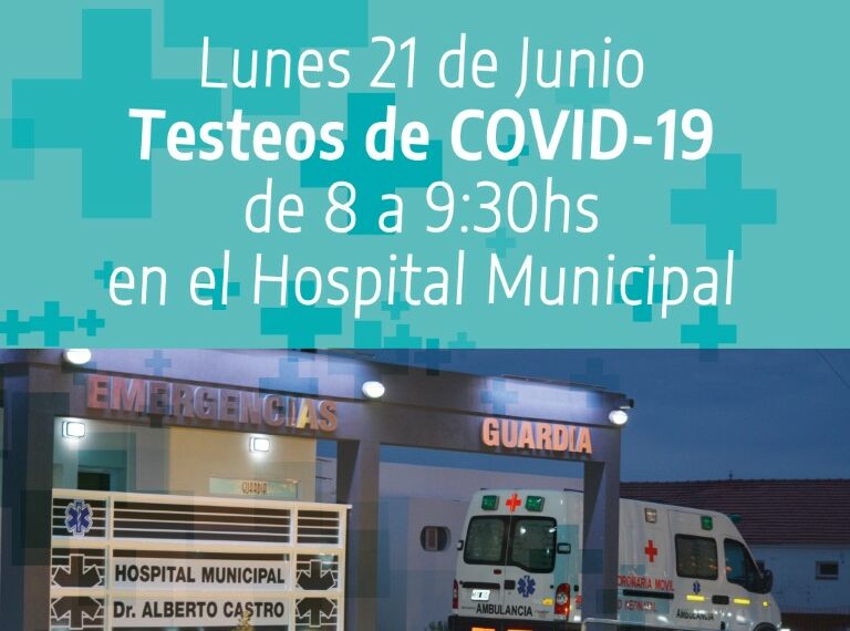 Lunes 21: realizarán testeos de Covid-19 en el Hospital Municipal