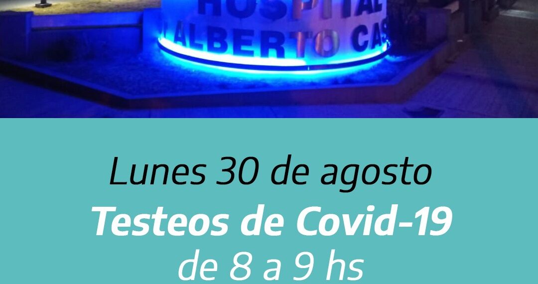 Lunes30: realizarán testeos de Covid-19 en el Hospital Municipal