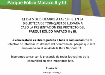 PCR presentará en Tornquist el proyecto del Parque Eólico Mataco II y III