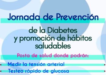 Salud realizará una jornada de Prevención de la Diabetes y promoción de hábitos saludables