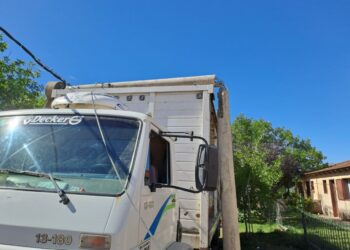 En Martín Fierro al 930 un camión chocó una columna de cemento del tendido eléctrico