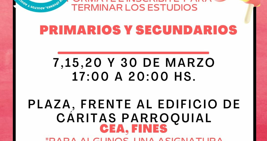 Abierta la inscripción para finalizar los estudios primarios y secundarios