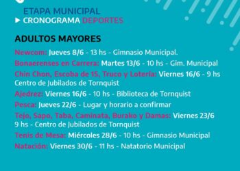 Juegos Bonaerenses: Fechas de la Etapa Municipal de deportes de Adultos Mayores