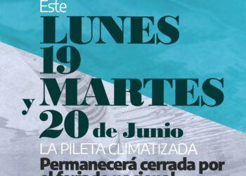 19 y 20 de junio: el natatorio climatizado permanecerá cerrado