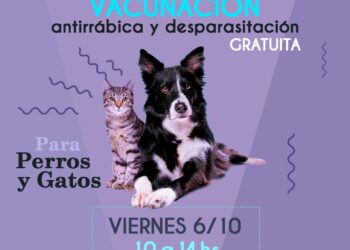 El viernes 6 de octubre habrá vacunación antirrábica y desparasitación gratuita en Tornquist