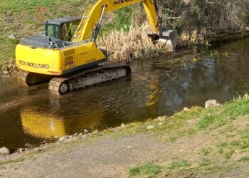 Continua la limpieza del dique de Villa Ventana