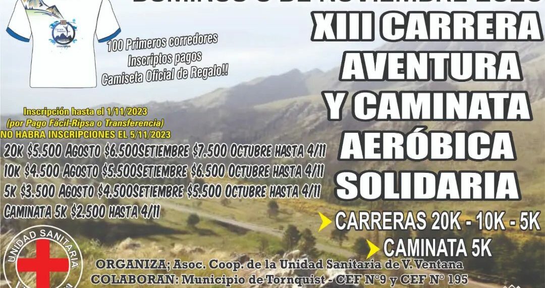 El 5 de Noviembre se larga la carrera a beneficio de la Unidad Sanitaria de Villa Ventana
