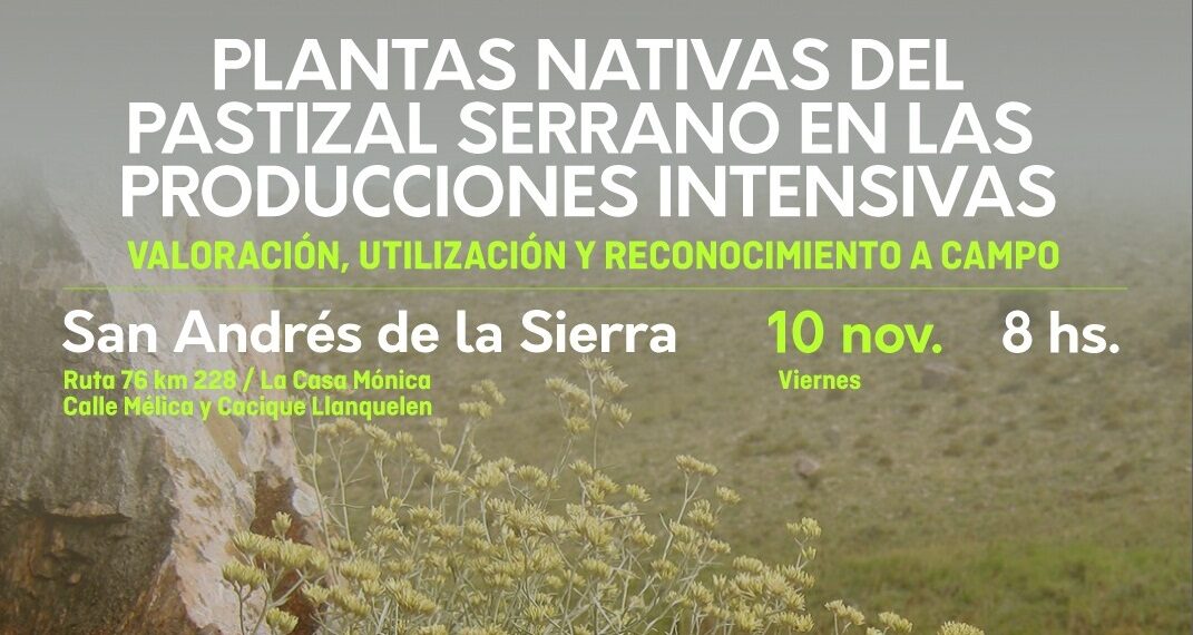Invitan a una charla sobre las plantas nativas del pastizal serrano en producciones intensivas