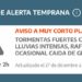 Alerta temprana por tormentas fuertes con lluvias, ráfagas y ocasional caída de granizo