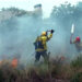 Los Bomberos de Tornquist combatieron un incendio en las vías del ferrocarril (imágenes)