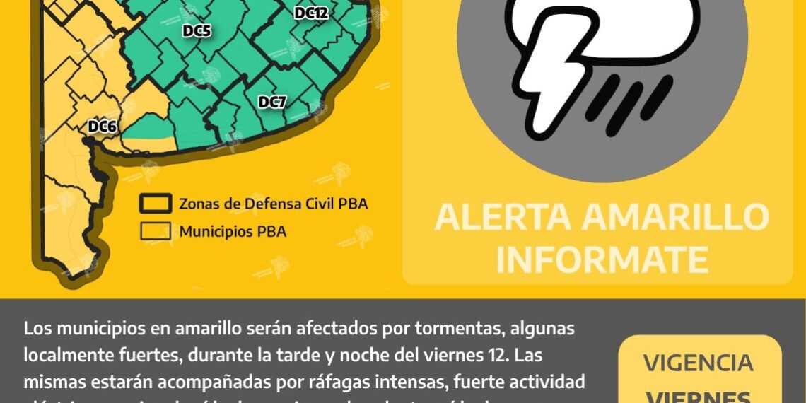 Pronóstico de alerta amarilla para este viernes