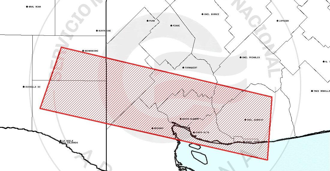 Aviso de alerta meteorológico de corto plazo por tormentas fuertes