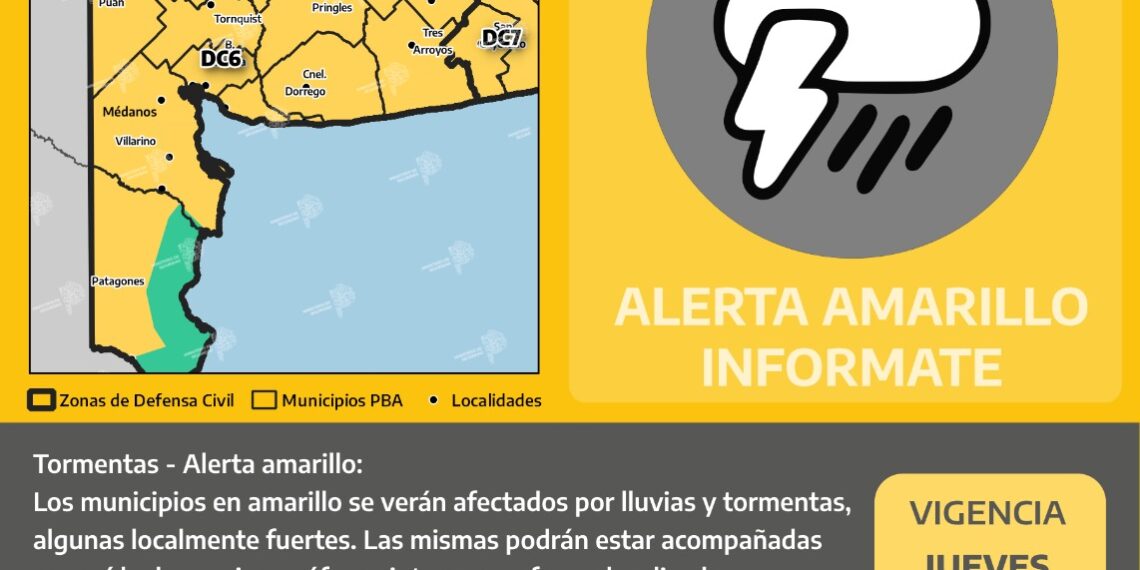 Alerta Meteorológico por tormentas fuertes con lluvias intensas y ocasional caída de granizo
