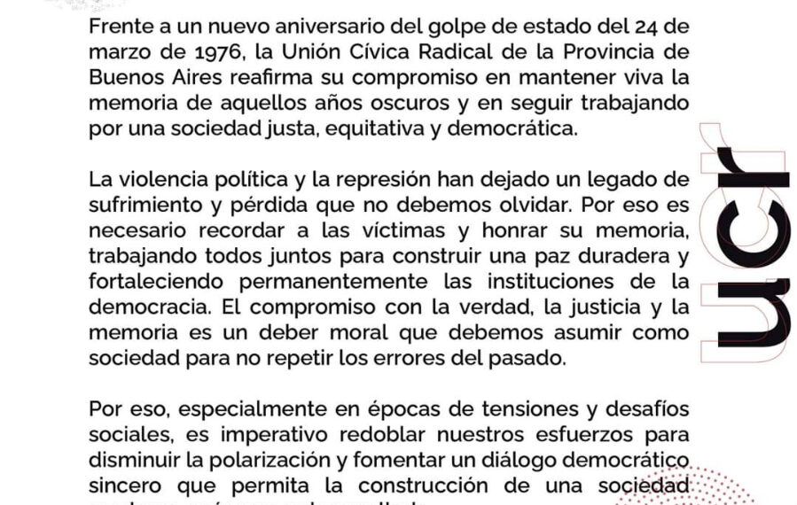 Comunicado de la UCR.: DEMOCRACIA PARA SIEMPRE
