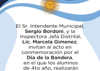 Alumnos de 4º de las escuelas del distrito prometerán lealtad a la Bandera Argentina