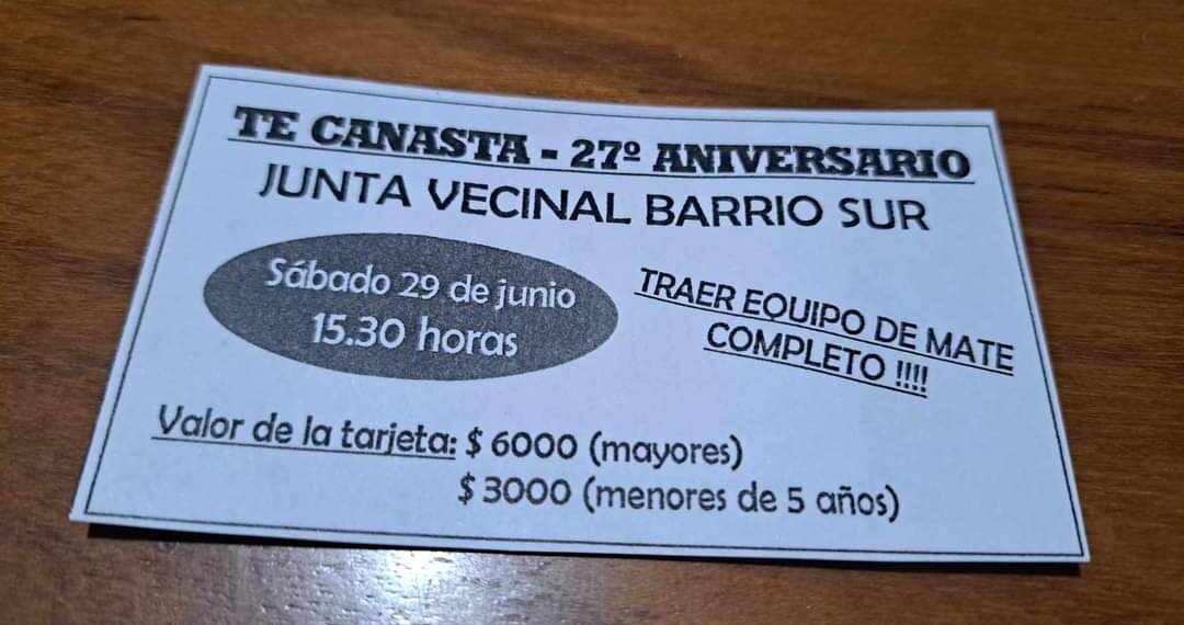 29 de Junio se celebra un nuevo aniversario de la Junta vecinal de Bº Sur