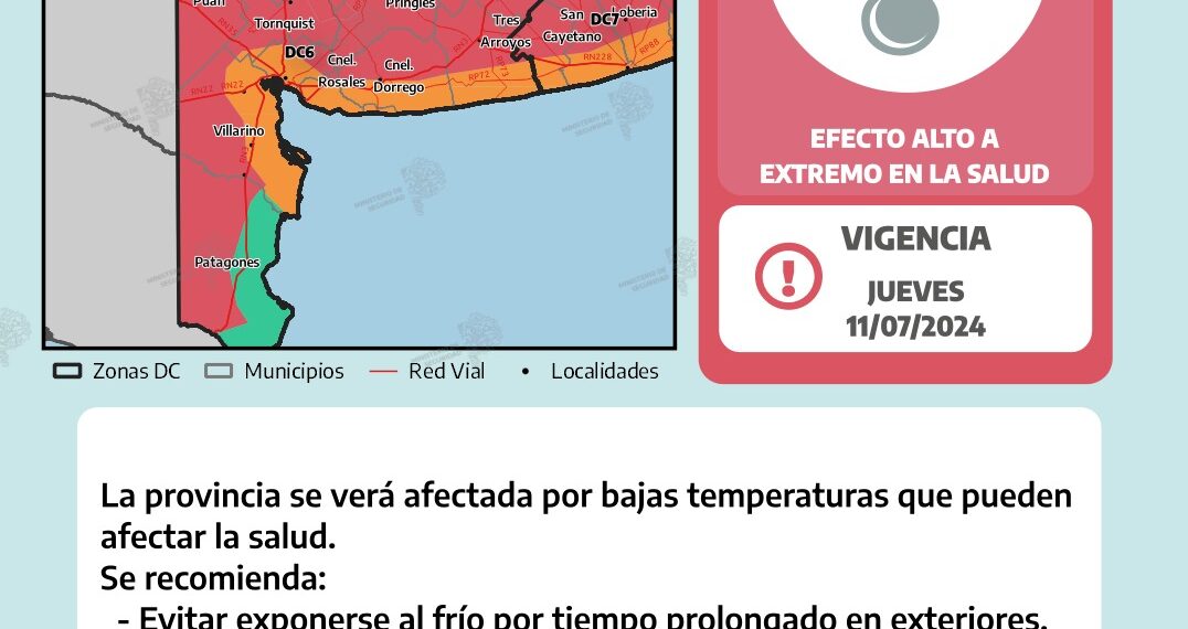 Nuevo alerta roja para éste jueves por bajas temperaturas