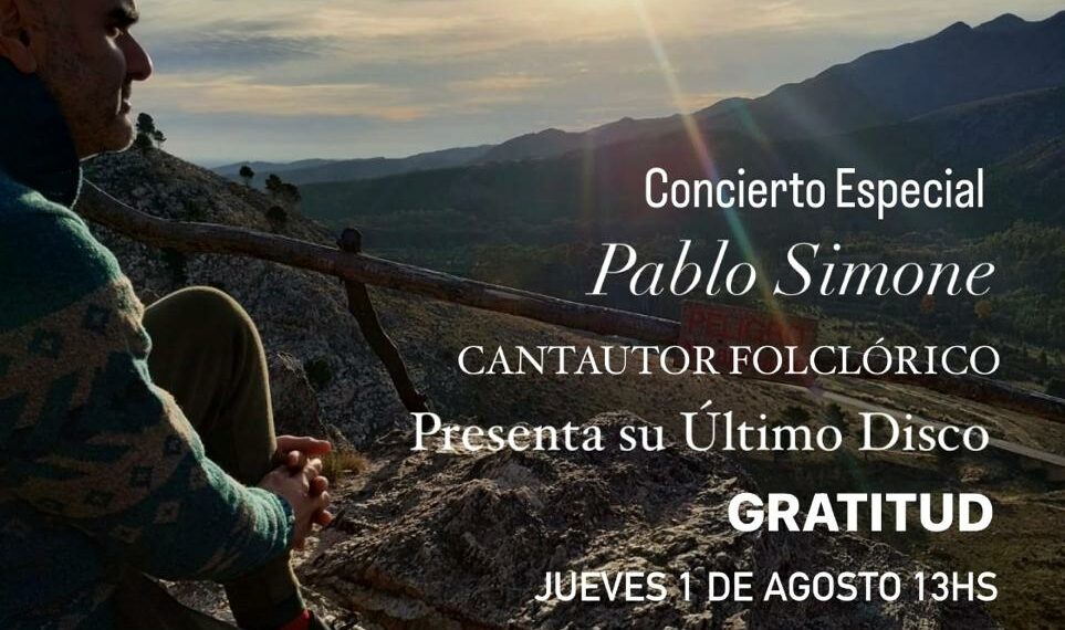El cantautor Pablo Simone se presenta en el teatro con entrada libre y gratuita
