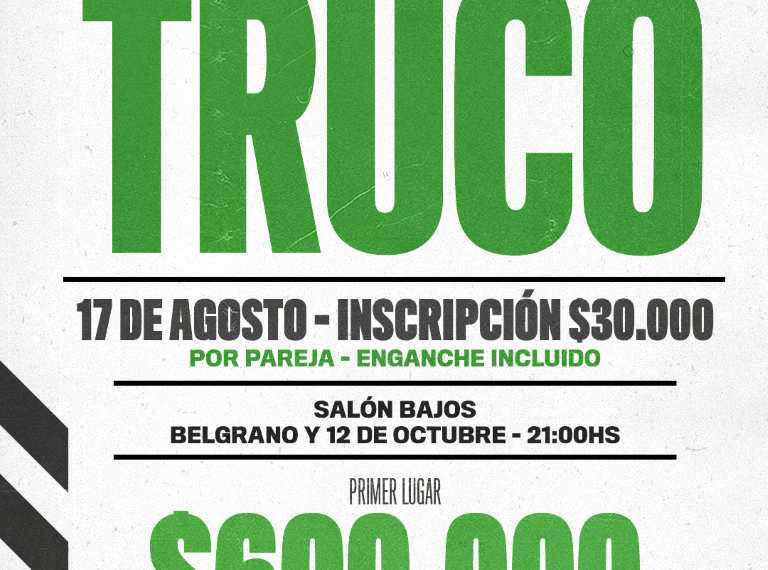 El Club Unión realiza este sábado un campeonato de Truco con $1 millón en premios