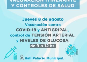Jueves 8: Vacunación itinerante y controles de salud en el hall del Palacio Municipal
