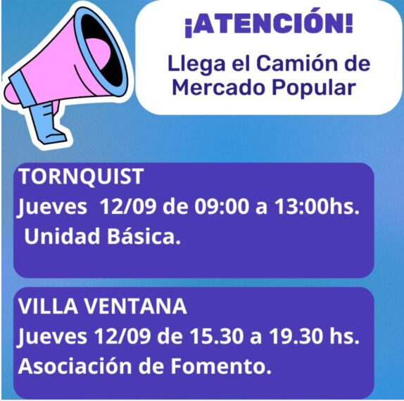 Vuelve al distrito de Tornquist el Camión del Mercado Popular