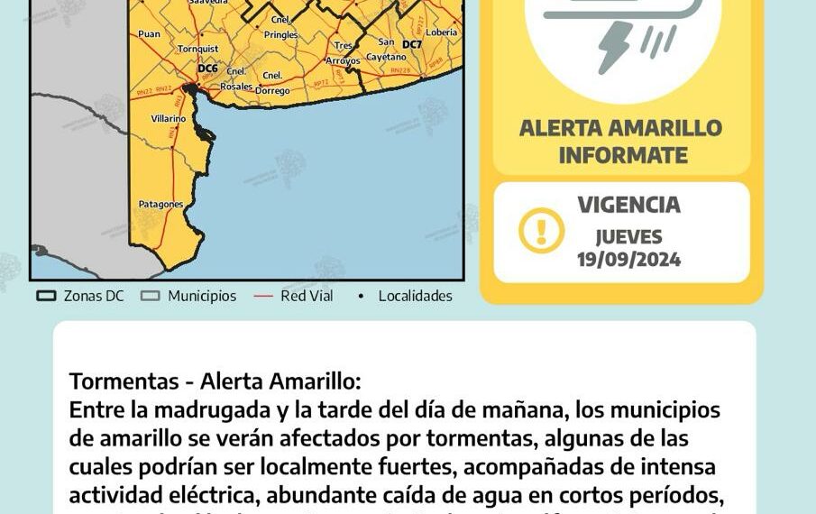 Alerta meteorológico por lluvias y tormentas de variada intensidad