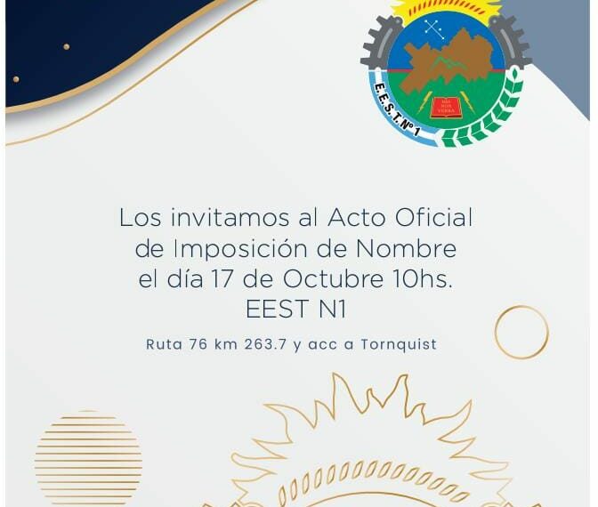 Se realiza éste jueves el acto oficial de imposición de nombre de la Escuela de Enseñanza Superior Técnica Nº1.