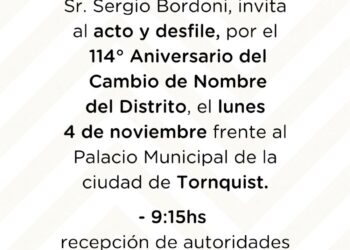 Se realiza el próximo lunes el tradicional desfile de instituciones en Tornquist