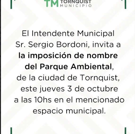 Habrá un acto para la imposición de nombre del Parque Ambiental