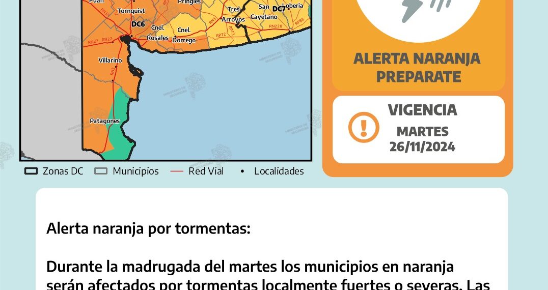 Alerta naranja por lluvias y tormentas
