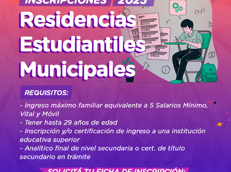 Inscripciones 2025 a las residencias estudiantiles municipales