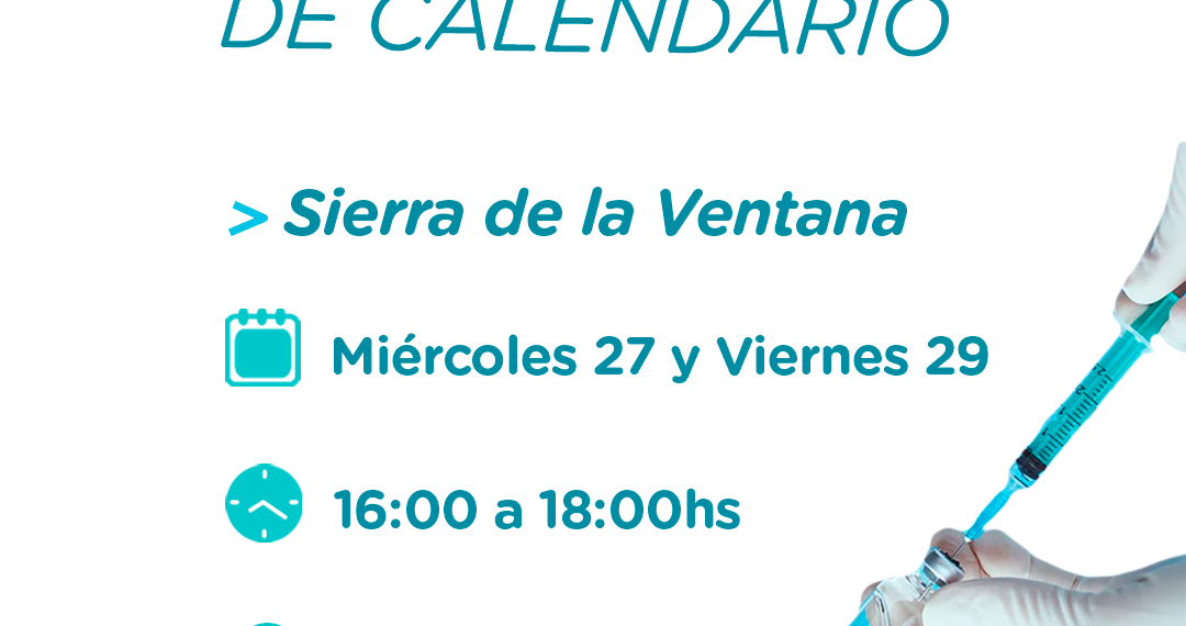 Cronograma de vacunación de calendario en Sierra de la Ventana