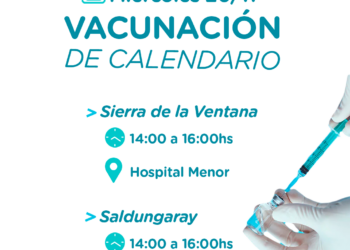 Este miércoles habrá vacunación de calendario en Sierra de la Ventana y Saldungaray